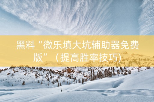 黑料“微乐填大坑辅助器免费版”（提高胜率技巧)