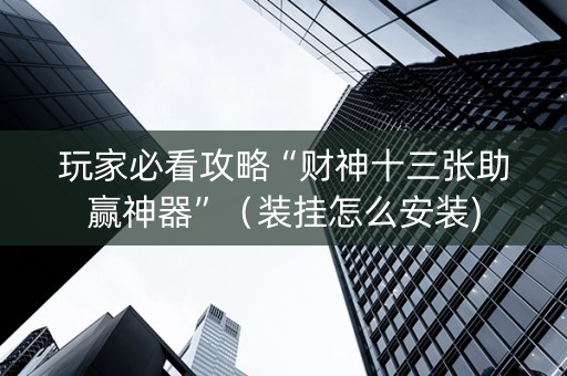 玩家必看攻略“财神十三张助赢神器”（装挂怎么安装)