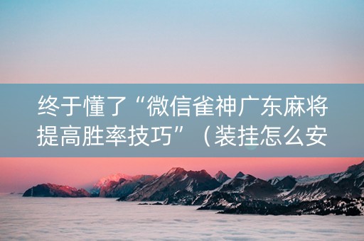 终于懂了“微信雀神广东麻将提高胜率技巧”（装挂怎么安装)