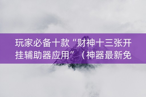 玩家必备十款“财神十三张开挂辅助器应用”（神器最新免费)