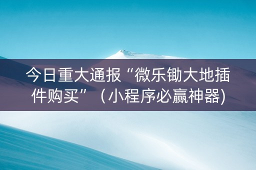 今日重大通报“微乐锄大地插件购买”（小程序必赢神器)
