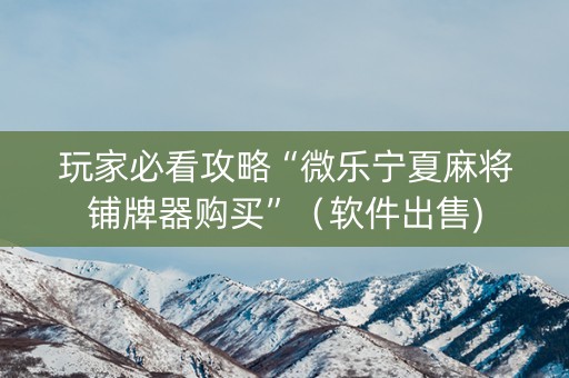 玩家必看攻略“微乐宁夏麻将铺牌器购买”（软件出售)