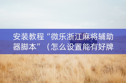 安装教程“微乐浙江麻将辅助器脚本”（怎么设置能有好牌)