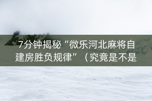 7分钟揭秘“微乐河北麻将自建房胜负规律”（究竟是不是有挂)