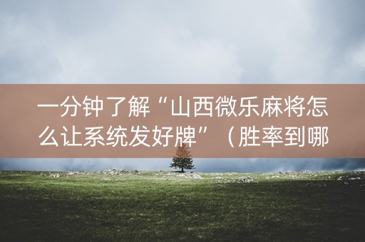 一分钟了解“山西微乐麻将怎么让系统发好牌”（胜率到哪调)