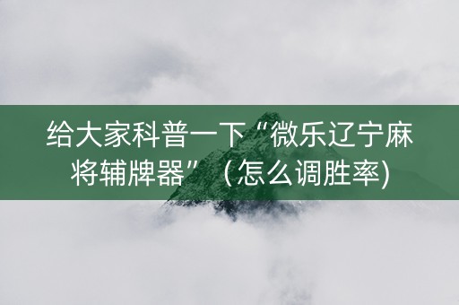 给大家科普一下“微乐辽宁麻将辅牌器”（怎么调胜率)