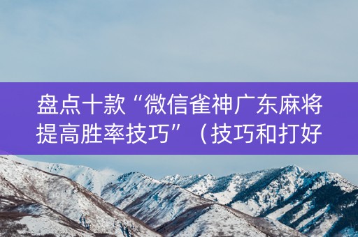 盘点十款“微信雀神广东麻将提高胜率技巧”（技巧和打好牌方法)