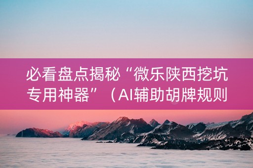 必看盘点揭秘“微乐陕西挖坑专用神器”（AI辅助胡牌规则)