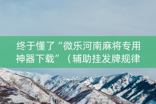终于懂了“微乐河南麻将专用神器下载”（辅助挂发牌规律)