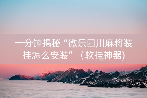 一分钟揭秘“微乐四川麻将装挂怎么安装”（软挂神器)