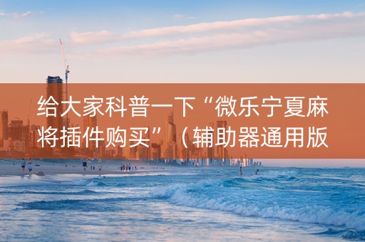 给大家科普一下“微乐宁夏麻将插件购买”（辅助器通用版)