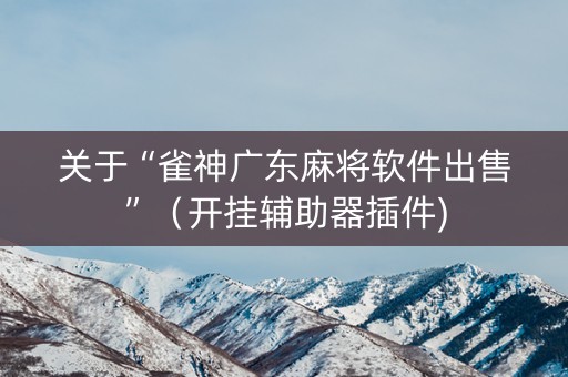 关于“雀神广东麻将软件出售”（开挂辅助器插件)