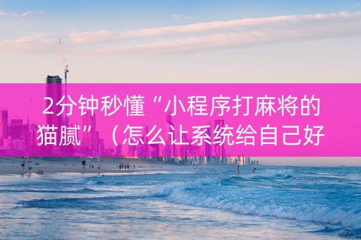 2分钟秒懂“小程序打麻将的猫腻”（怎么让系统给自己好牌)