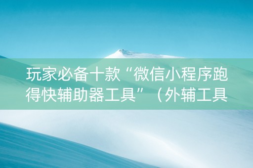 玩家必备十款“微信小程序跑得快辅助器工具”（外辅工具)