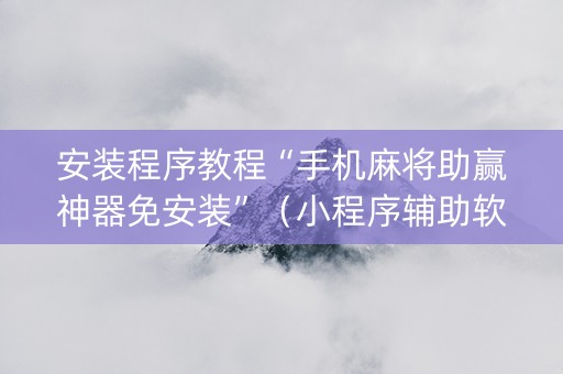 安装程序教程“手机麻将助赢神器免安装”（小程序辅助软件)