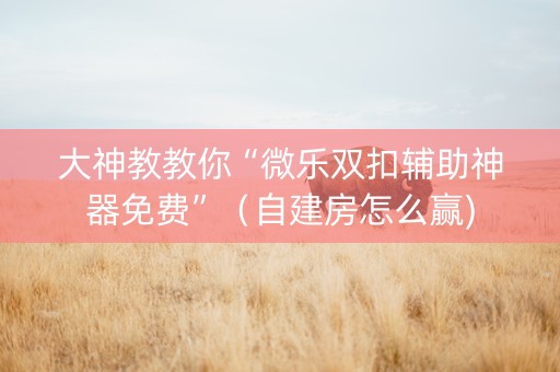 大神教教你“微乐双扣辅助神器免费”（自建房怎么赢)