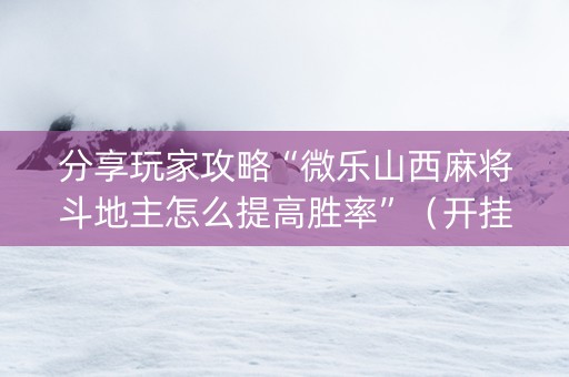 分享玩家攻略“微乐山西麻将斗地主怎么提高胜率”（开挂辅助器脚本)