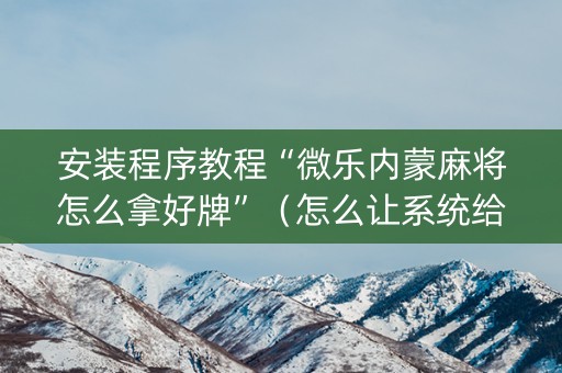 安装程序教程“微乐内蒙麻将怎么拿好牌”（怎么让系统给自己好牌)