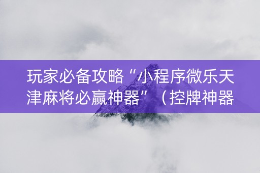 玩家必备攻略“小程序微乐天津麻将必赢神器”（控牌神器)