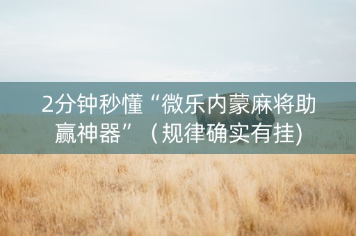 2分钟秒懂“微乐内蒙麻将助赢神器”（规律确实有挂)