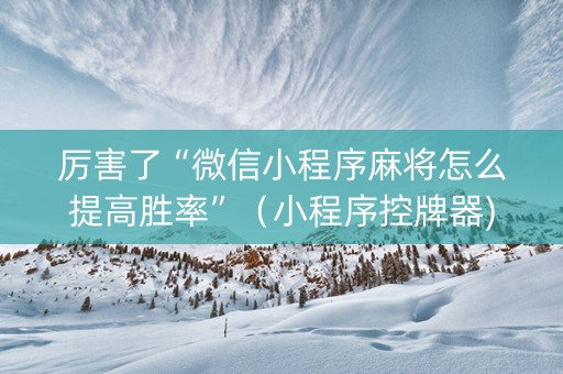 厉害了“微信小程序麻将怎么提高胜率”（小程序控牌器)
