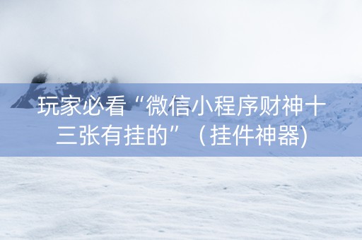 玩家必看“微信小程序财神十三张有挂的”（挂件神器)
