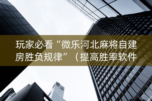 玩家必看“微乐河北麻将自建房胜负规律”（提高胜率软件)