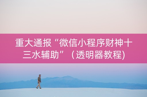 重大通报“微信小程序财神十三水辅助”（透明器教程)