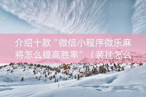介绍十款“微信小程序微乐麻将怎么提高胜率”（装挂怎么安装)