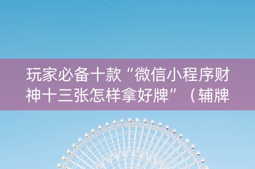 玩家必备十款“微信小程序财神十三张怎样拿好牌”（辅牌器插件购买)