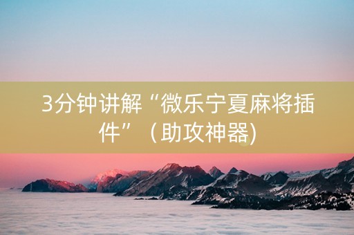 3分钟讲解“微乐宁夏麻将插件”（助攻神器)