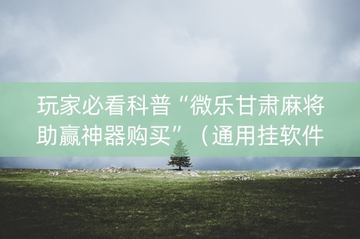 玩家必看科普“微乐甘肃麻将助赢神器购买”（通用挂软件多少钱)