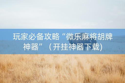 玩家必备攻略“微乐麻将胡牌神器”（开挂神器下载)