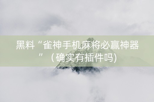黑料“雀神手机麻将必赢神器”（确实有插件吗)