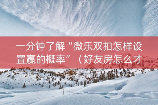 一分钟了解“微乐双扣怎样设置赢的概率”（好友房怎么才能赢)