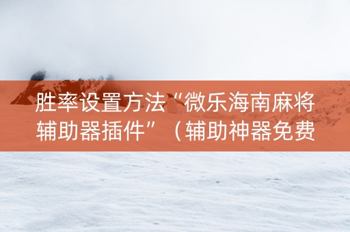胜率设置方法“微乐海南麻将辅助器插件”（辅助神器免费)