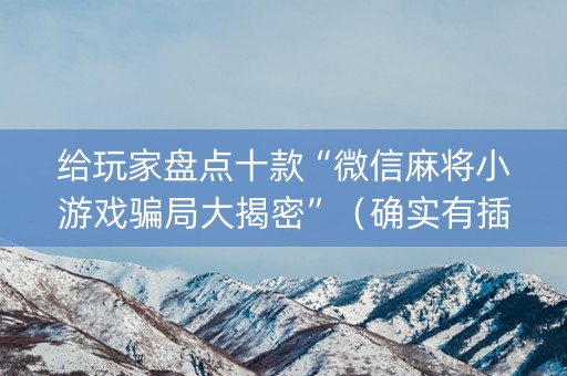给玩家盘点十款“微信麻将小游戏骗局大揭密”（确实有插件吗)