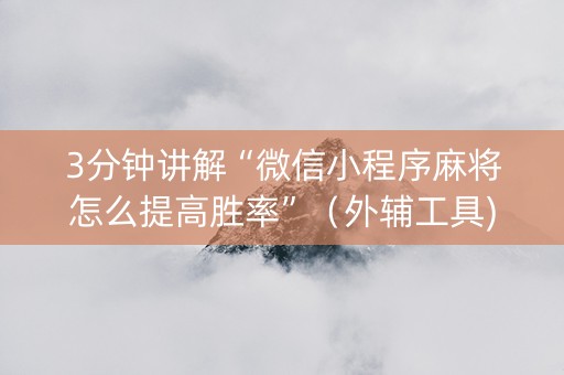 3分钟讲解“微信小程序麻将怎么提高胜率”（外辅工具)