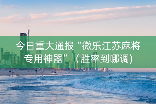 今日重大通报“微乐江苏麻将专用神器”（胜率到哪调)