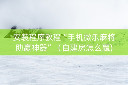 安装程序教程“手机微乐麻将助赢神器”（自建房怎么赢)
