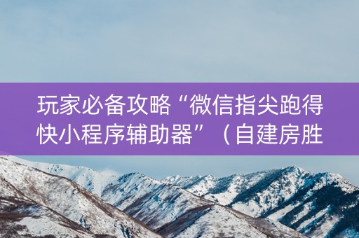 玩家必备攻略“微信指尖跑得快小程序辅助器”（自建房胜负规律)