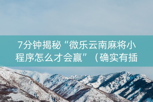 7分钟揭秘“微乐云南麻将小程序怎么才会赢”（确实有插件吗)