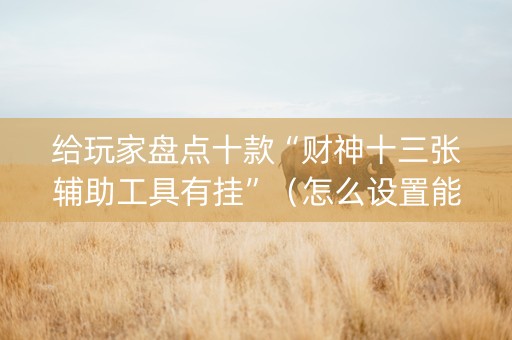 给玩家盘点十款“财神十三张辅助工具有挂”（怎么设置能有好牌)