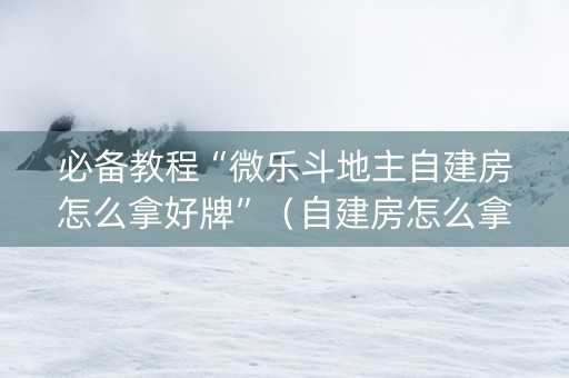 必备教程“微乐斗地主自建房怎么拿好牌”（自建房怎么拿好牌)