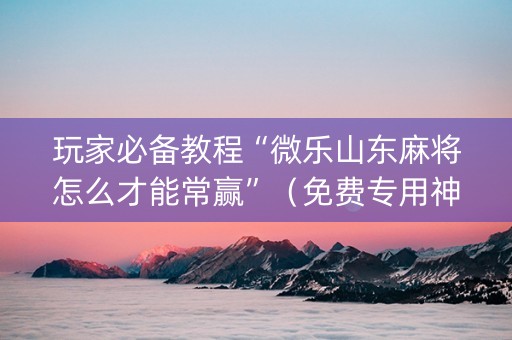 玩家必备教程“微乐山东麻将怎么才能常赢”（免费专用神器)