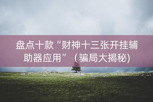 盘点十款“财神十三张开挂辅助器应用”（骗局大揭秘)