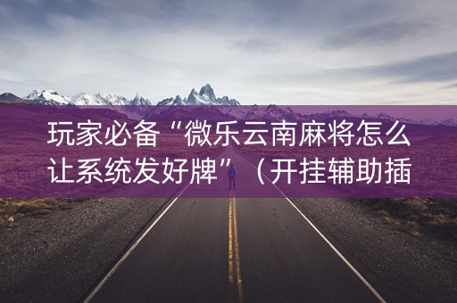 玩家必备“微乐云南麻将怎么让系统发好牌”（开挂辅助插件)