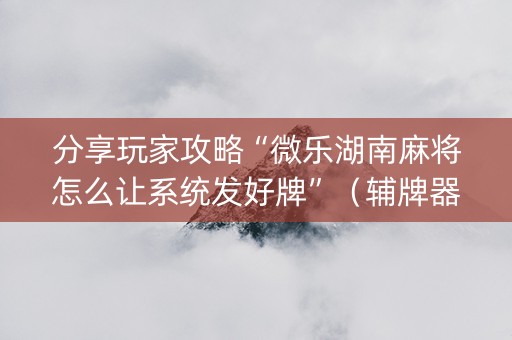 分享玩家攻略“微乐湖南麻将怎么让系统发好牌”（辅牌器插件购买)