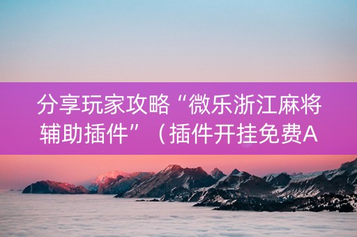 分享玩家攻略“微乐浙江麻将辅助插件”（插件开挂免费AI)