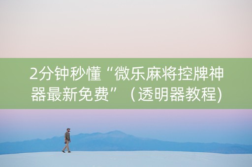 2分钟秒懂“微乐麻将控牌神器最新免费”（透明器教程)